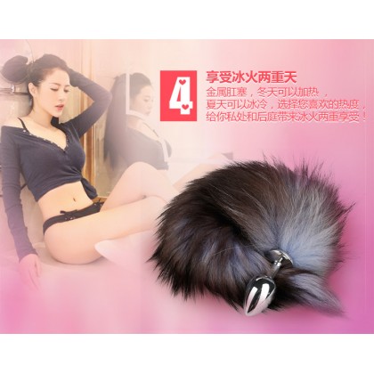 MZ狐狸尾巴金属肛塞/光滑易插入/可加温可冰冻/169