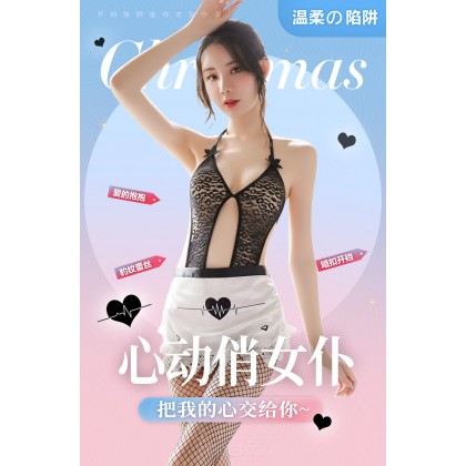 F7992/暗扣可开档连体衣女仆装+围裙