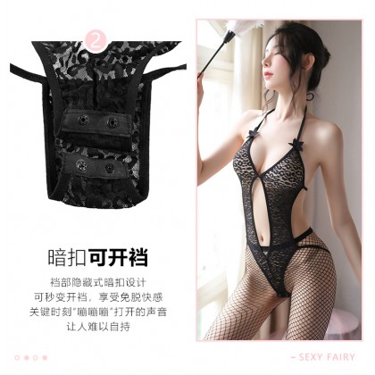 F7992/暗扣可开档连体衣女仆装+围裙