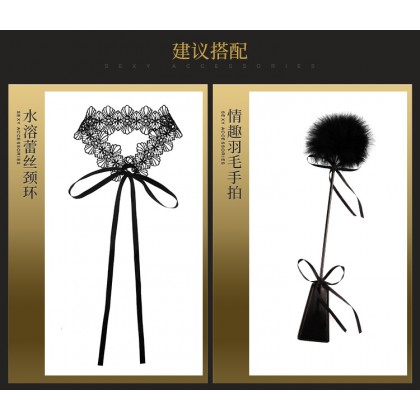 豹纹提花透视开裆连身袜/7565