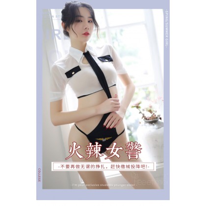 F7930/连体领带警察套装/短上衣-连领带T裤