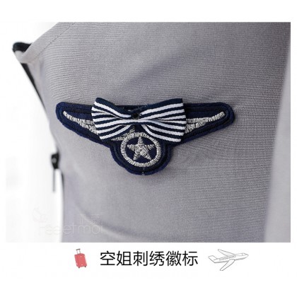 F7049/气质优雅包臀空姐装/帽子-领巾-拉链上衣-短裙-T裤