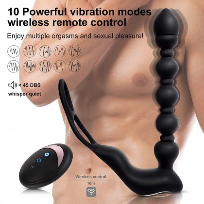 无线遥控肛塞拉珠后庭按摩器充电款Wireless remote control anal sierra beaded rear court massager charging model