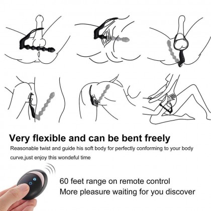 无线遥控肛塞拉珠后庭按摩器充电款Wireless remote control anal sierra beaded rear court massager charging model