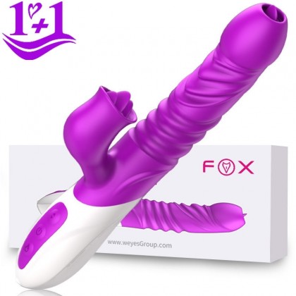 fox探奇智能加温伸缩摇摆舌舔震动棒充电款